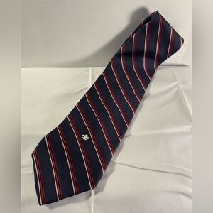 Boy Scouts of America Stripped Uniform Tie 100% Silk Logo Emblem Blue EUC